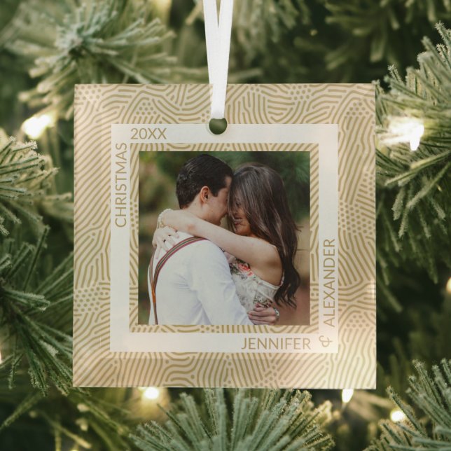 Gold and Ivory Photo Glass Ornament (Insitu)