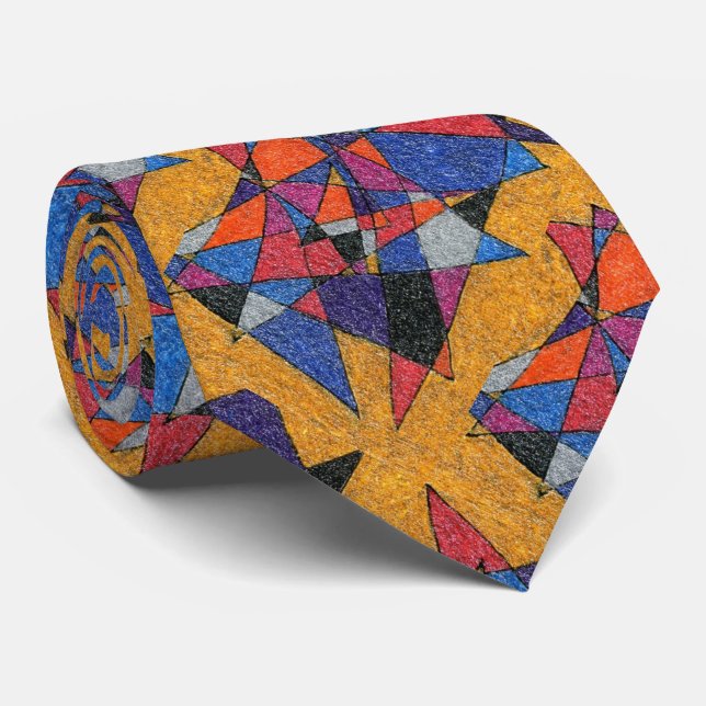 "Gold and Jewels" Abstract Design Tie (Rolled)