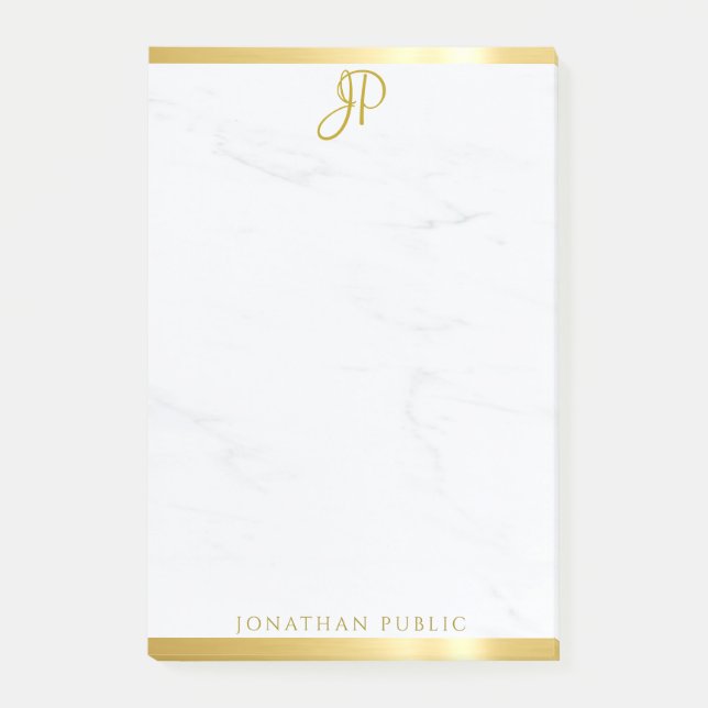 Gold And Marble Modern Simple Template Elegant Post-it Notes (Front)