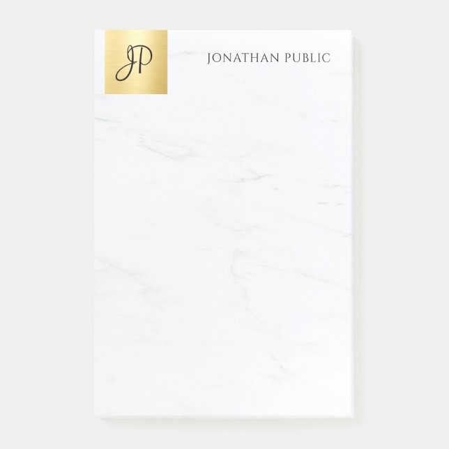Gold And Marble Modern Template Minimalist Elegant Post-it Notes (Front)
