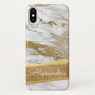 Gold and Marble with Gold Foil and Glitter iPhone X Case