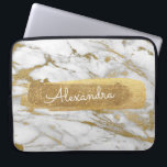 Gold and Marble with Gold Foil and Glitter Laptop Sleeve<br><div class="desc">Gold and Marble with Gold Foil and Glitter Elegant Monogram Name Case. This case can be customized to include your first name.</div>