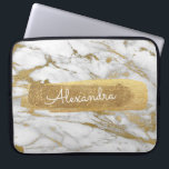 Gold and Marble with Gold Foil and Glitter Laptop Sleeve<br><div class="desc">Gold and Marble with Gold Foil and Glitter Elegant Monogram Name Case. This case can be customized to include your first name.</div>