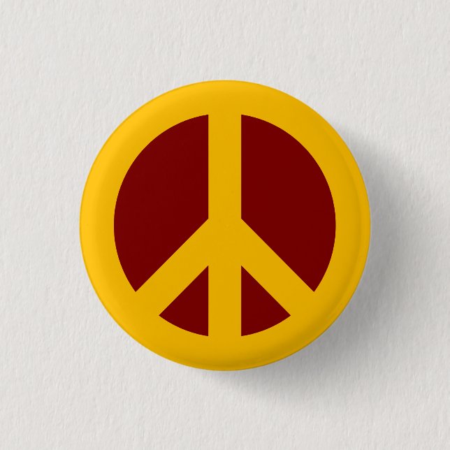 Gold and Maroon Peace Symbol Button (Front)