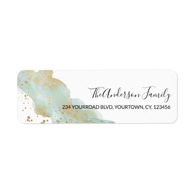 Gold and mint gold foil Christmas return address (Front)
