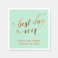 Gold and Mint Green Best Day Ever, Hearts Script
