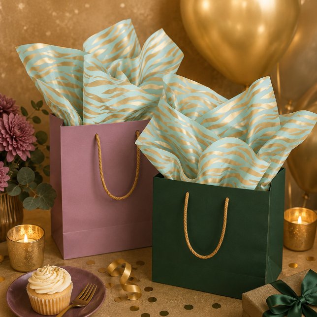 Gold and Mint Wavy Animal Pattern Tissue Paper (Creator Uploaded)