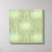 Gold and Mint Zebra Print