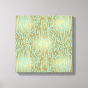 Gold and Mint Zebra Print