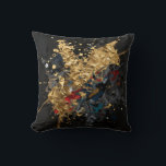 Gold And Navy Abstract Splash Modern Luxury Art Throw Pillow<br><div class="desc">Dramatic explosion of molten gold meets deep navy and bold crimson in this striking abstract composition. Fluid metallic brushstrokes,  rich texture splatters,  and shimmering gold accents create an intense,  sophisticated,  contemporary feel.</div>
