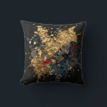 Gold And Navy Abstract Splash Modern Luxury Art Throw Pillow<br><div class="desc">Dramatic explosion of molten gold meets deep navy and bold crimson in this striking abstract composition. Fluid metallic brushstrokes,  rich texture splatters,  and shimmering gold accents create an intense,  sophisticated,  contemporary feel.</div>