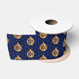 Gold and Navy Blue Christmas Ornaments Satin Ribbon