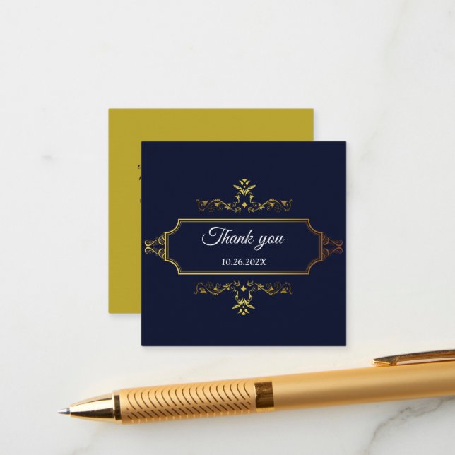 Gold and Navy Blue Indian Style Envelope Enclosure (Front/Back In Situ)