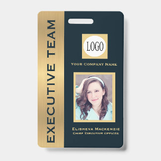 Gold and Navy Creative Executive Employee ID Badge