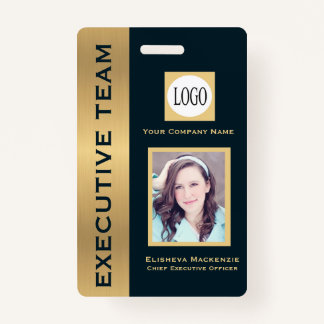 Gold and Navy Creative Executive Employee ID Badge