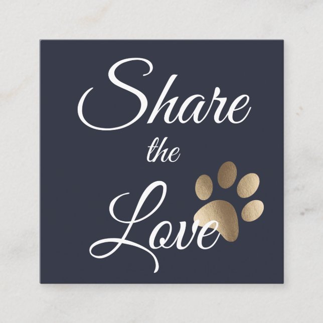 Gold And Navy Paw Print Animal Referral Card (Front)