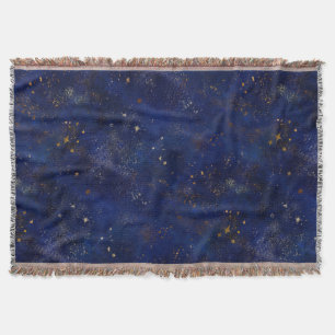 Gold and Navy Stars Throw Blanket