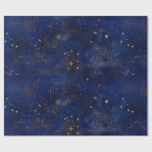 Gold and Navy Stars Wrapping Paper