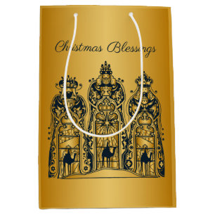 Gold and Navy Three Wise Men Medium Gift Bag