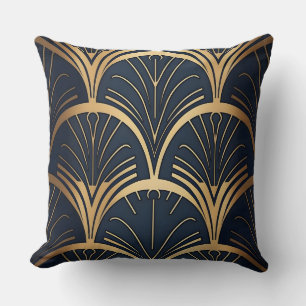 Gold and Navy  Throw Pillow