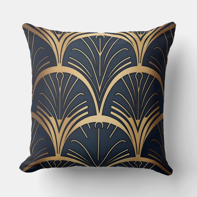Gold and Navy  Throw Pillow (Front)
