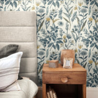 Gold and Navy Vintage Botanic Pattern