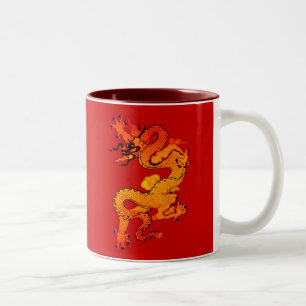 Gold and Orange Dragon for Chinese New Year Two-Tone Coffee Mug
