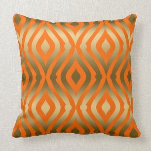 Gold And Orange Geometric Pattern Throw Pillow