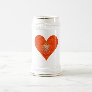Gold and Orange Vintage Cameo Beer Stein