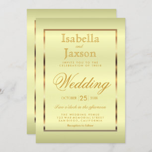 Gold and Pale Yellow Satin Invitation