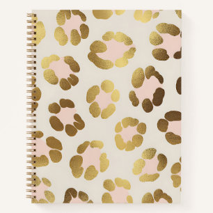 Gold and Pastel Pink Leopard Print Chic Animal Notebook