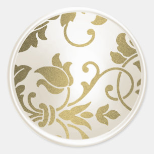 Gold and Pearl Damask Envelope Seal