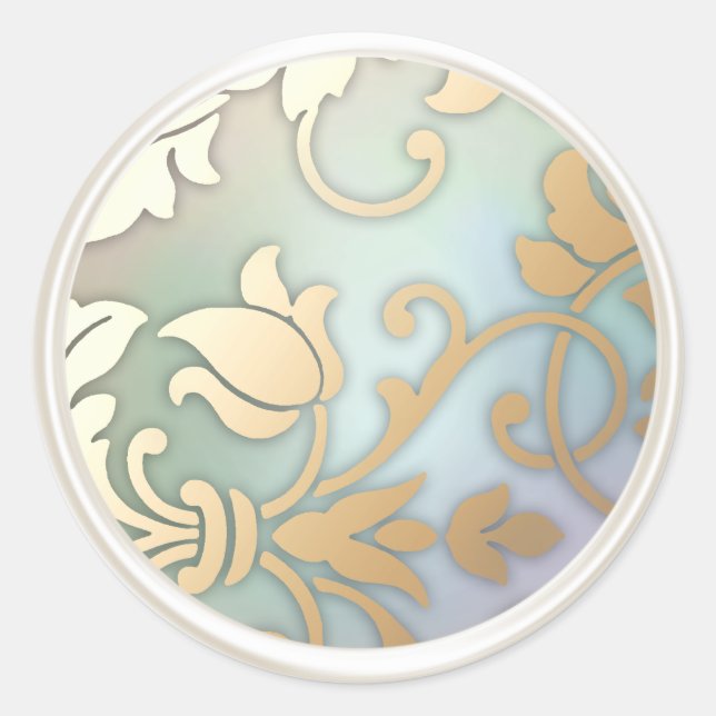 Gold and Pearl Damask Envelope Seal (Front)