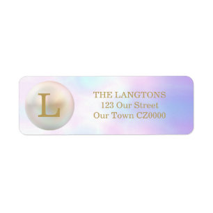 Gold and Pearl Monogram Address