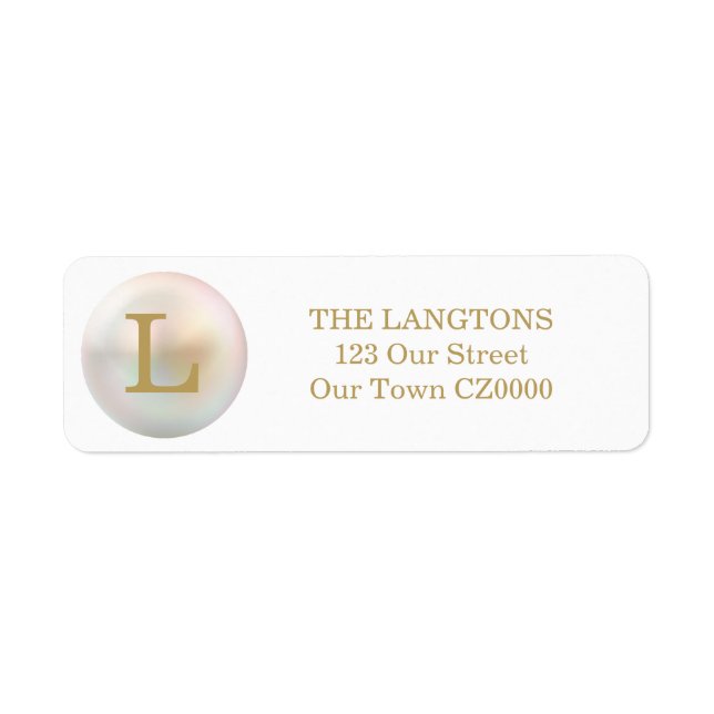 Gold and Pearl Monogram Address (Front)