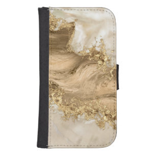 Gold and Pearl - Splatter and flow Samsung S4 Wallet Case