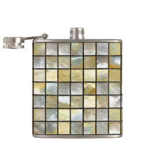 Gold and Pearl Tiles Hip Flask
