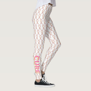 Gold and Pink Awareness Ribbon Custom Leggings