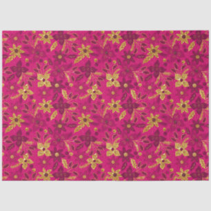 Gold and Pink Christmas Poinsettia Flowers Tissue Paper