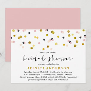Gold and Pink Confetti Bridal Shower Invitation