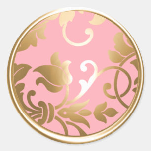 Gold and Pink Damask Envelope Seal