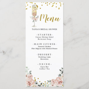 Gold and Pink Dusty Rose Soiree Bridal Shower Menu