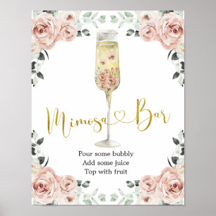 Gold and Pink Dusty Rose Soiree Mimosa Bar Sign