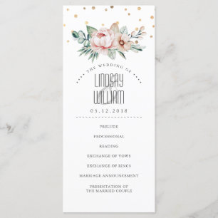 Gold and Pink Elegant Modern Wedding Programs