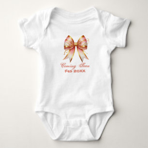 Gold and Pink Floral Bow Baby Shower Bodysuit