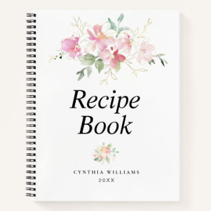 gold and pink floral Recipe Book