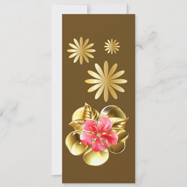 Gold and Pink Flower Bookmark  (Front)