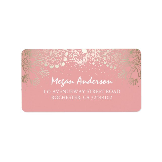 Gold and Pink Garden Wonderland Wedding Label (Front)