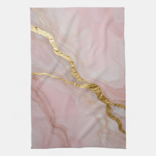 Gold and pink marble texture kitchen towel