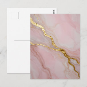Gold and pink marble texture postcard